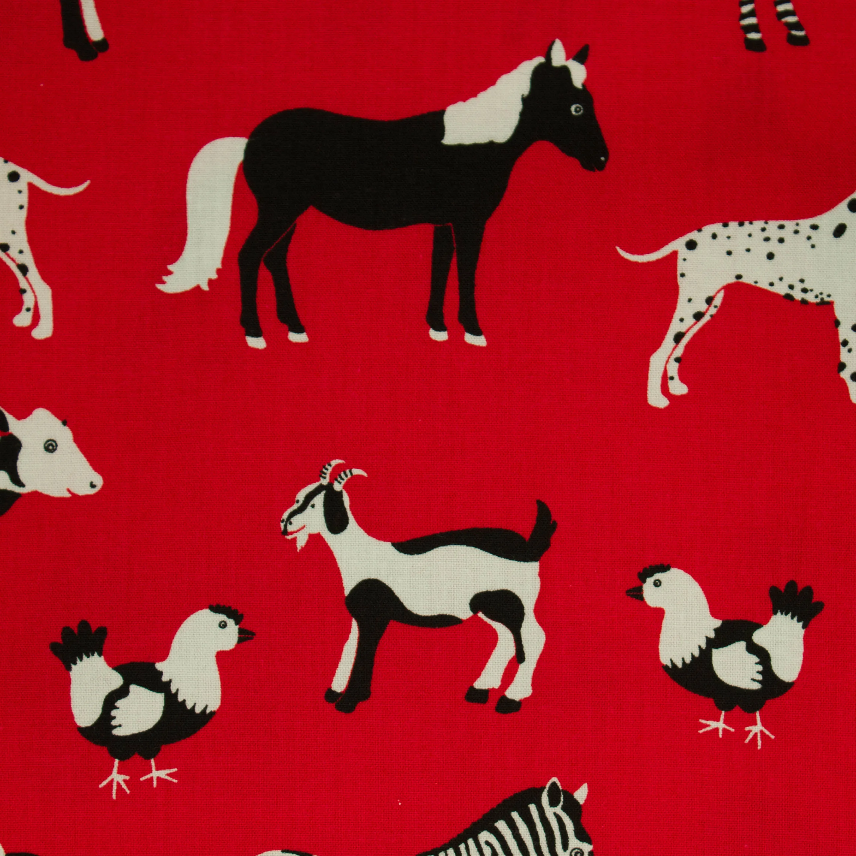 Katoen rood met dieren